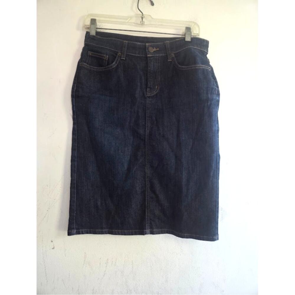 Garnet Hill Dark Blue Denim Cotton/Spandex Pencil/Straight Skirt size 6/Small